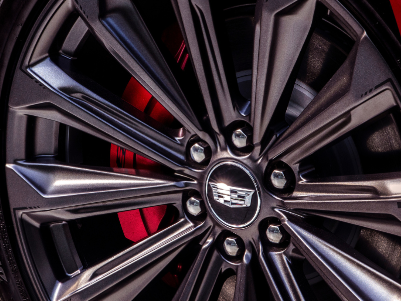 Close-Up View of the Brembo Performance Brakes in the 2025 Escalade-V Tire