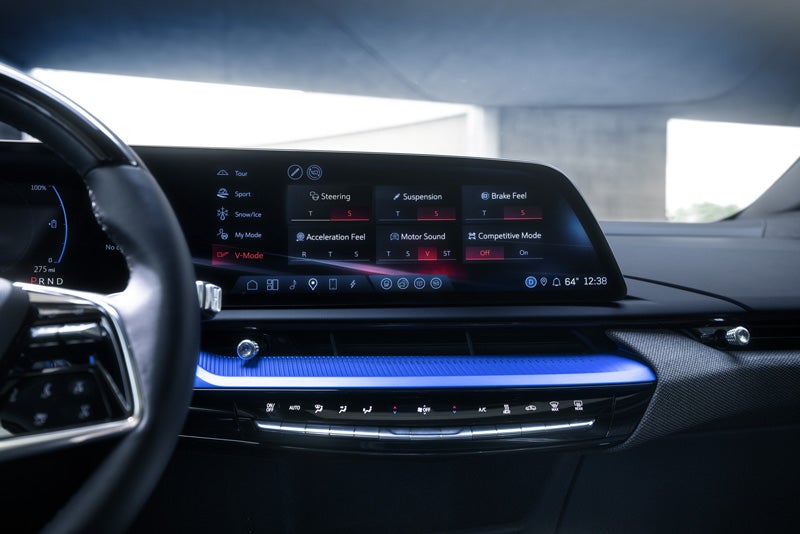 The 2026 OPTIQ-V Display Screen Displaying the V-Mode Settings | Spence Cadillac in Thomasville GA