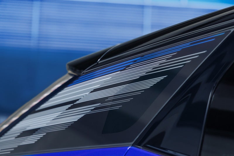 Close-up of the Modern Pattern on the 2026 OPTIQ-V Rear Quarter Glass | Spence Cadillac in Thomasville GA